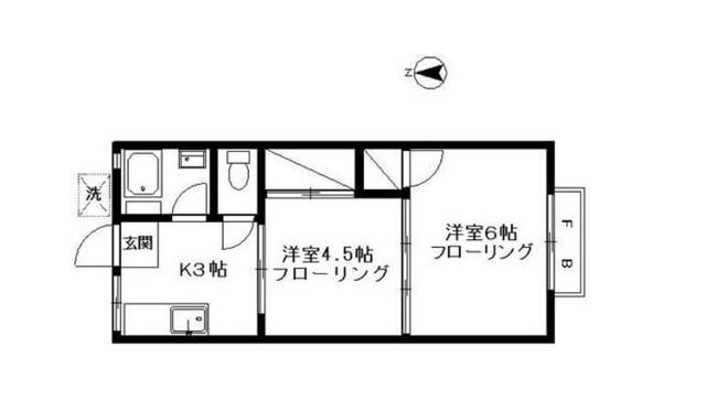 フラワーハイツ(2K/2階)の間取り写真