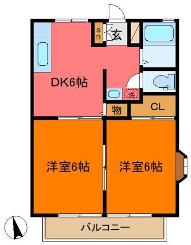 ハイムルミエール(2DK/2階)の間取り写真