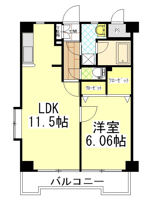 リベラいわき(1LDK/7階)の間取り写真