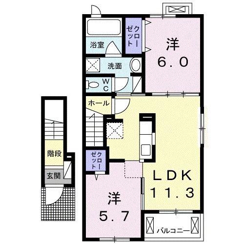 B-UP華 I(2LDK/2階)の間取り写真