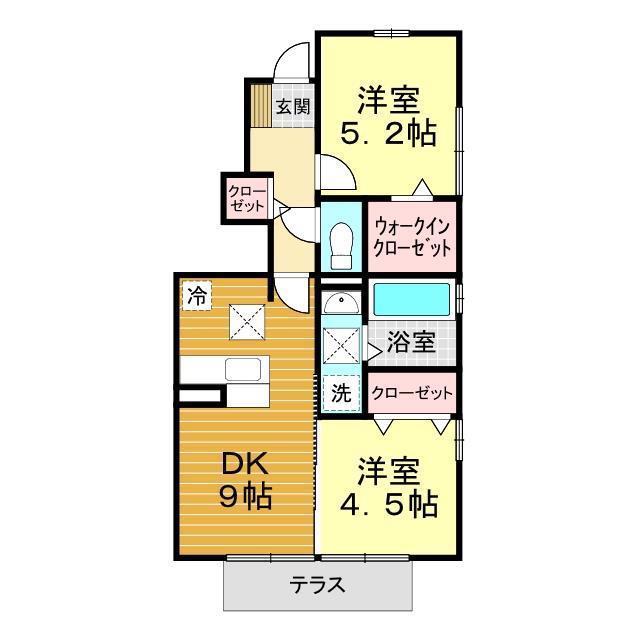 ハイム新町西(2DK/1階)の間取り写真