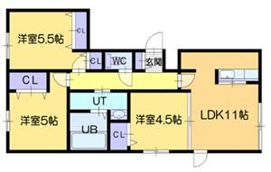 ロイヤルガーデン(3LDK/3階)の間取り写真