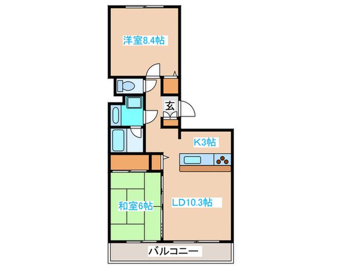 パシフィック近代美術館前(2LDK/6階)の間取り写真