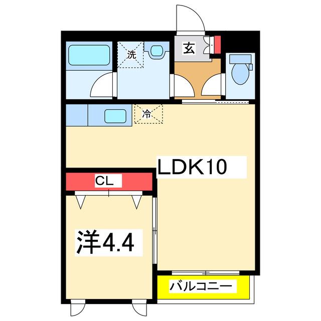 レデス川岸(1LDK/2階)の間取り写真