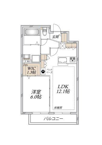 ヘーベルトール津田沼(1LDK/3階)の間取り写真