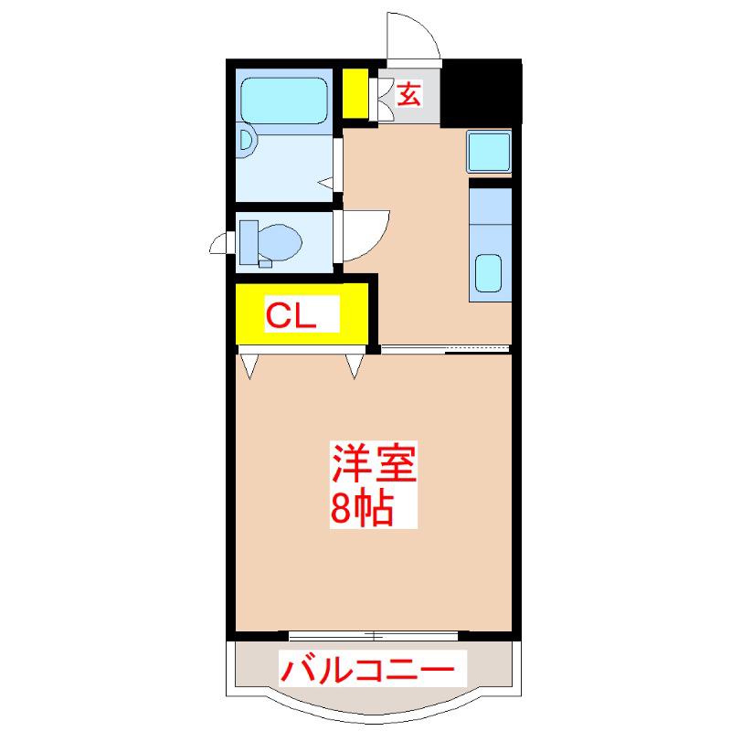 クィーンハイツ永吉(1K/2階)の間取り写真