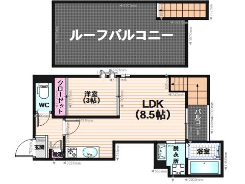 グランティックステラI(1LDK/2階)の間取り写真