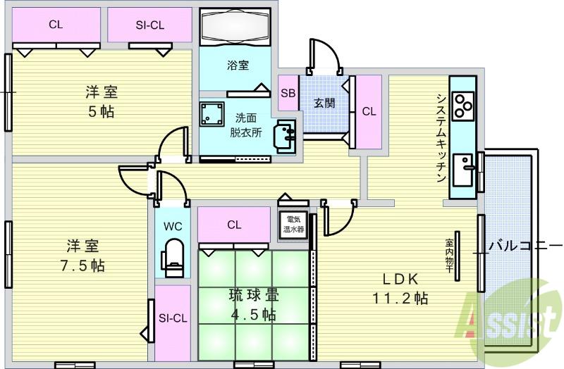 エスペランサ(3LDK/1階)の間取り写真