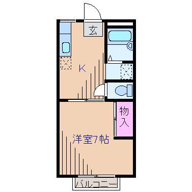 メゾン杉の里(1K/1階)の間取り写真