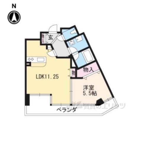 エクセルコート・京都五条坂(1LDK/5階)の間取り写真