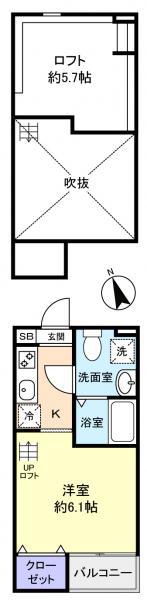 ブリスアクセプト(ワンルーム/2階)の間取り写真