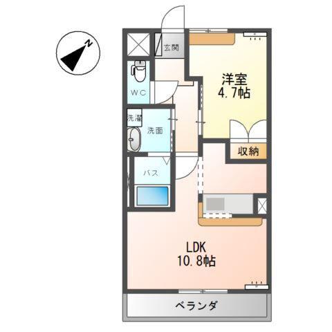 フレグラントオリーブFRAGR(1LDK/1階)の間取り写真