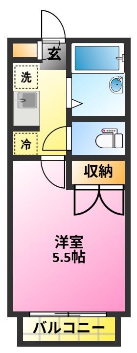 コーポドルチェ(1K/2階)の間取り写真