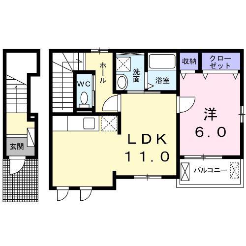 フランⅡ(1LDK/2階)の間取り写真