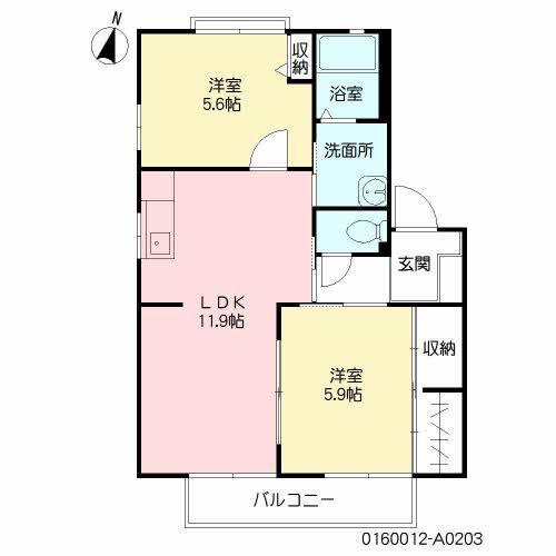 リバーサイド行広(2LDK/2階)の間取り写真