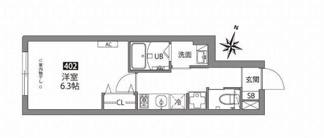 ファブリック中井(1K/4階)の間取り写真