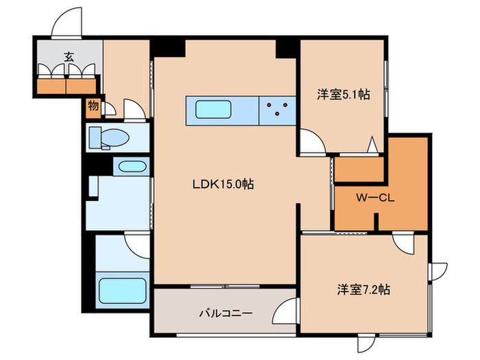 カヴァリエーレ(2LDK/2階)の間取り写真
