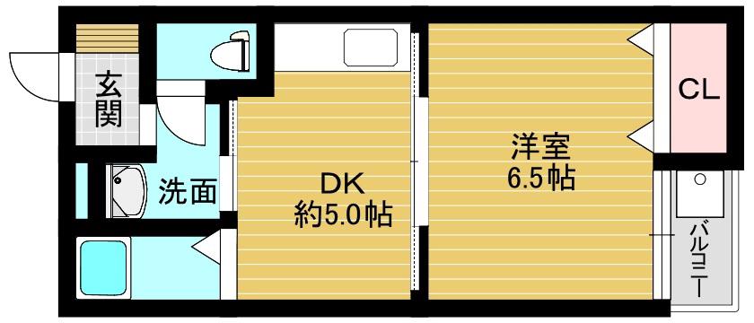 ハイツシード(1DK/3階)の間取り写真