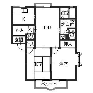 コーポラス辻元B棟(2LDK/2階)の間取り写真