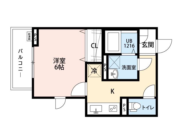 ＪＲ東海道本線 大府駅 徒歩4分 3階建 新築(1K/2階)の間取り写真