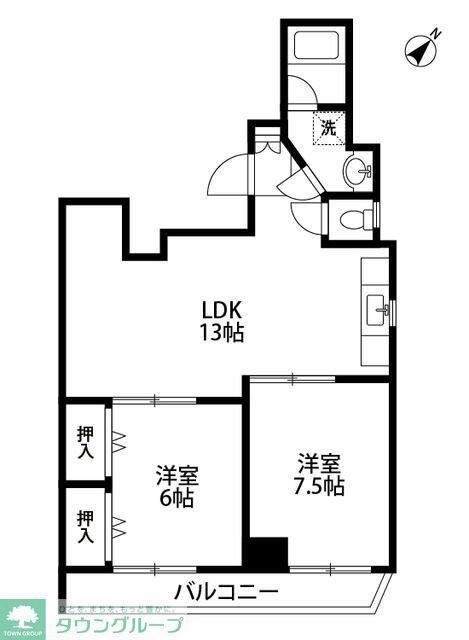 サンファスト中馬込(2LDK/8階)の間取り写真