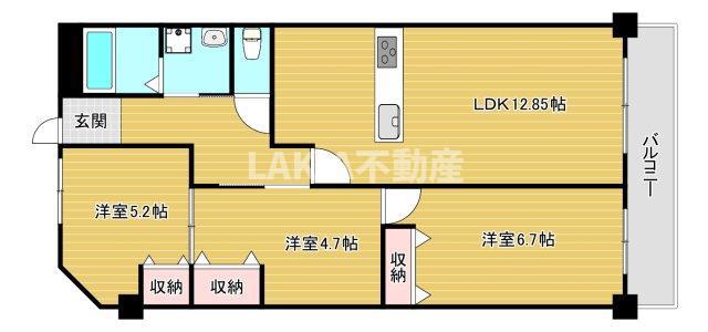 住吉建物2号館(3LDK/2階)の間取り写真
