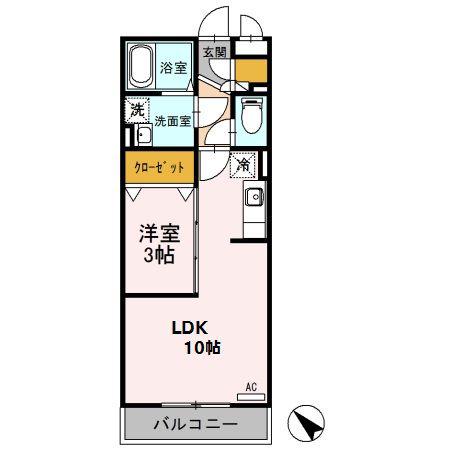 パルテア(1LDK/2階)の間取り写真