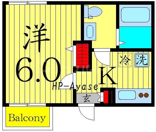 エクセラン北綾瀬(1K/1階)の間取り写真