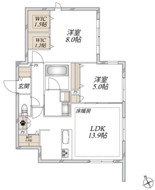 ATERIA(2SLDK/1階)の間取り写真