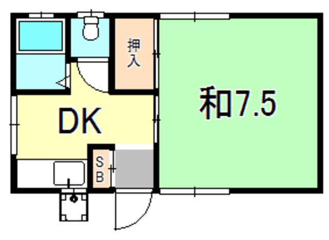 山田文化南棟(1DK/1階)の間取り写真