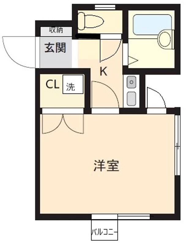 ロイヤルハイツ中川(1K/4階)の間取り写真