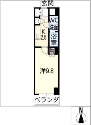スクエア名駅南(1K/3階)の間取り写真