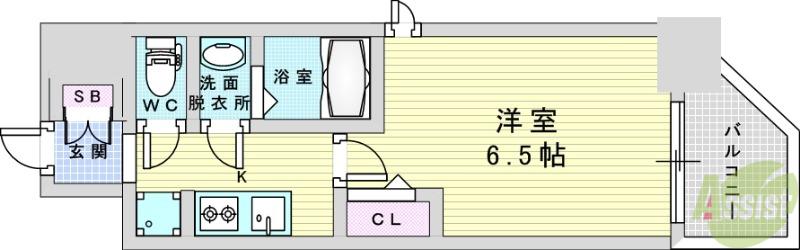 フォーリアライズ淡路ライツ(1K/6階)の間取り写真