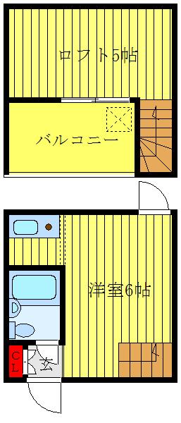 カーサT(ワンルーム/2階)の間取り写真