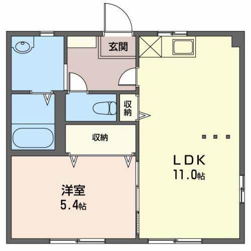ハイツサンシャイン B(1LDK/1階)の間取り写真