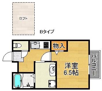 アンビアンテ(1K/2階)の間取り写真