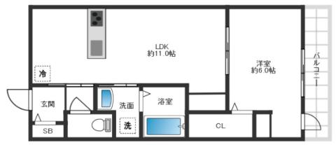 フローリア(1LDK/1階)の間取り写真