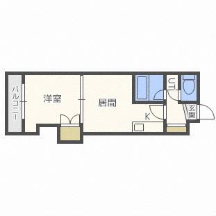 シャトープレイン(1DK/2階)の間取り写真