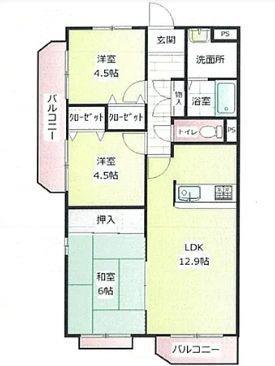 キャッスルコートイワキ(3LDK/3階)の間取り写真