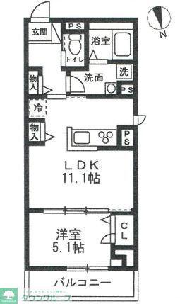 鹿沼台1丁目PJ(1LDK/5階)の間取り写真