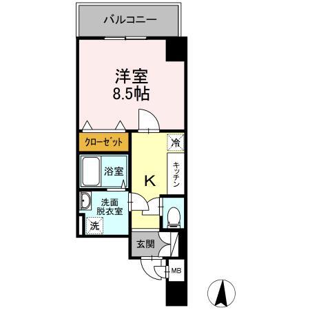 GLANPIA グランピア(1K/3階)の間取り写真
