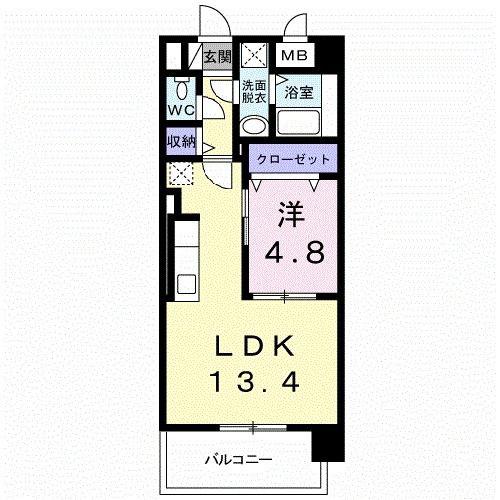OSANPO上津(1LDK/3階)の間取り写真