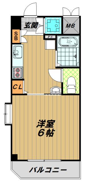 ロイヤル三ツ星II(1K/4階)の間取り写真