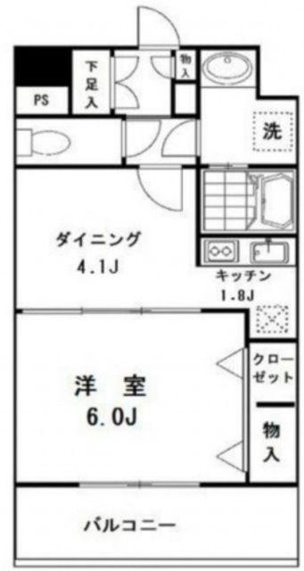 セレーネ自由が丘(1DK/4階)の間取り写真