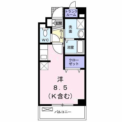 プリマベーラ(ワンルーム/1階)の間取り写真
