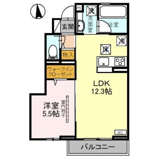 樹翠庵 弐番館(1LDK/1階)の間取り写真