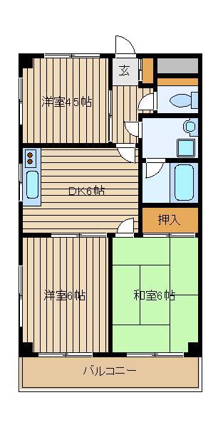 ディーアールホームズ花小金井(3DK/3階)の間取り写真
