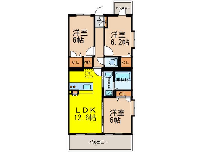 デルソーレ昭南(3LDK/2階)の間取り写真