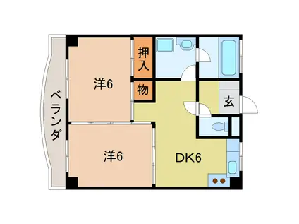 一瀬グランド・パレ(2LDK/2階)の間取り写真