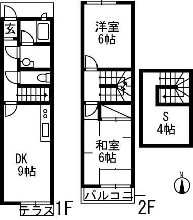 ラフォーレ赤坂(2SDK/1階)の間取り写真